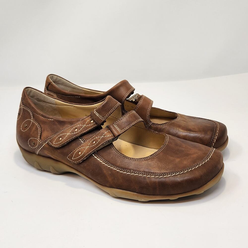 Durea Iris Brown Leather Mary Jane Walking Shoes Women Size US 7 Double Strap